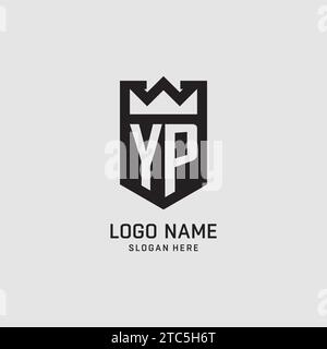 Initial YP logo shield shape, creative esport logo design vector graphic Stock Vector