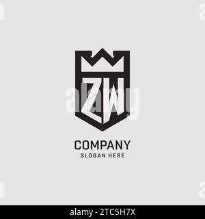 Initial ZW logo shield shape, creative esport logo design vector graphic Stock Vector