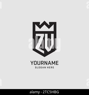 Initial ZV logo shield shape, creative esport logo design vector graphic Stock Vector