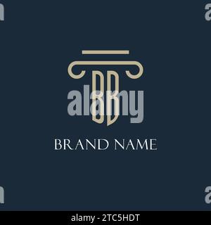 BB initial logo for lawyer, law firm, law office with pillar icon design ideas Stock Vector
