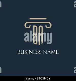 BA initial logo for lawyer, law firm, law office with pillar icon design ideas Stock Vector