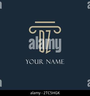 DZ initial logo for lawyer, law firm, law office with pillar icon design ideas Stock Vector