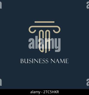 CA initial logo for lawyer, law firm, law office with pillar icon design ideas Stock Vector