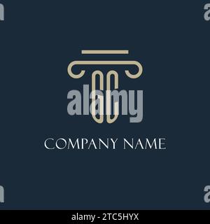 GC initial logo for lawyer, law firm, law office with pillar icon design ideas Stock Vector