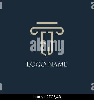 EJ initial logo for lawyer, law firm, law office with pillar icon design ideas Stock Vector
