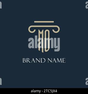 MO initial logo for lawyer, law firm, law office with pillar icon design ideas Stock Vector