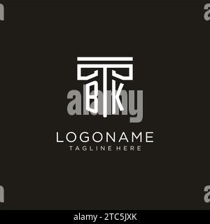 BK initial logo with geometric pillar style design, creative modern law firm logo design Stock Vector