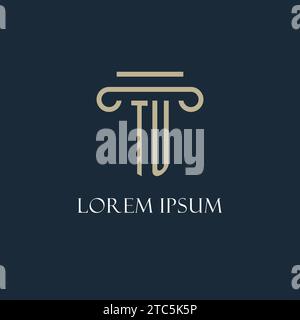 TU initial logo for lawyer, law firm, law office with pillar icon design ideas Stock Vector