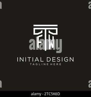 FW initial logo with geometric pillar style design, creative modern law firm logo design Stock Vector