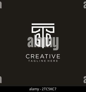 GC initial logo with geometric pillar style design, creative modern law firm logo design Stock Vector