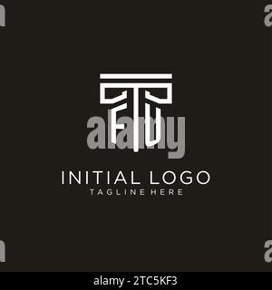 FU initial logo with geometric pillar style design, creative modern law firm logo design Stock Vector