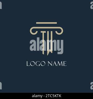 TW initial logo for lawyer, law firm, law office with pillar icon design ideas Stock Vector