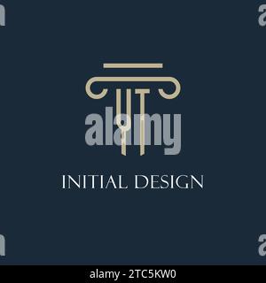 YT initial logo for lawyer, law firm, law office with pillar icon design ideas Stock Vector