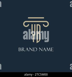 YB initial logo for lawyer, law firm, law office with pillar icon design ideas Stock Vector