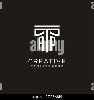 AP initial logo with geometric pillar style design, creative modern law firm logo design Stock Vector