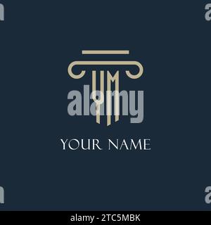YM initial logo for lawyer, law firm, law office with pillar icon design ideas Stock Vector