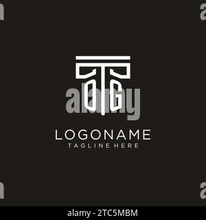 OG initial logo with geometric pillar style design, creative modern law firm logo design Stock Vector