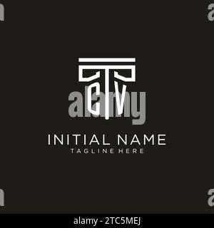 CV initial logo with geometric pillar style design, creative modern law firm logo design Stock Vector