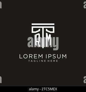 RM initial logo with geometric pillar style design, creative modern law firm logo design Stock Vector