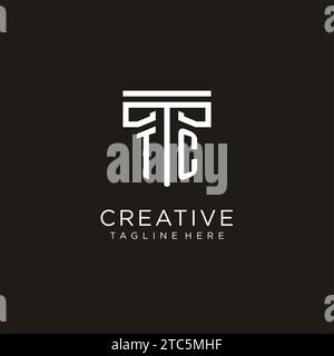 TC initial logo with geometric pillar style design, creative modern law firm logo design Stock Vector