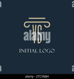 VS initial logo for lawyer, law firm, law office with pillar icon design ideas Stock Vector
