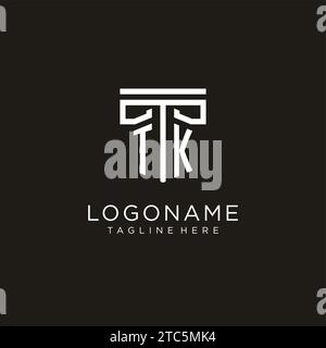 TK initial logo with geometric pillar style design, creative modern law firm logo design Stock Vector