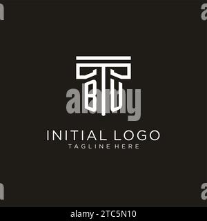 BU initial logo with geometric pillar style design, creative modern law firm logo design Stock Vector