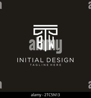 BW initial logo with geometric pillar style design, creative modern law firm logo design Stock Vector