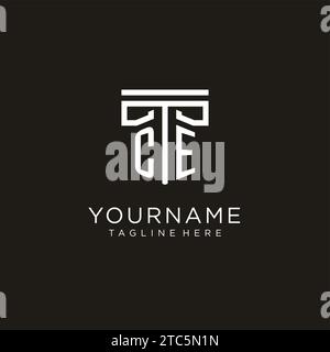 CE initial logo with geometric pillar style design, creative modern law firm logo design Stock Vector