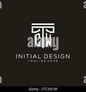 CW initial logo with geometric pillar style design, creative modern law firm logo design Stock Vector