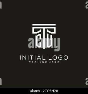 CU initial logo with geometric pillar style design, creative modern law firm logo design Stock Vector