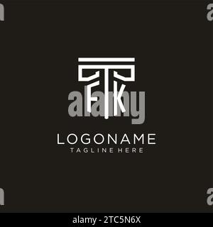 FK initial logo with geometric pillar style design, creative modern law firm logo design Stock Vector