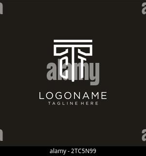 CT initial logo with geometric pillar style design, creative modern law firm logo design Stock Vector