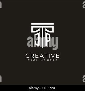 JP initial logo with geometric pillar style design, creative modern law firm logo design Stock Vector