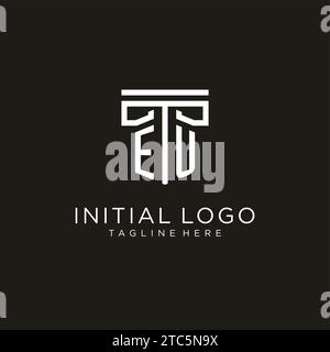 EU initial logo with geometric pillar style design, creative modern law firm logo design Stock Vector