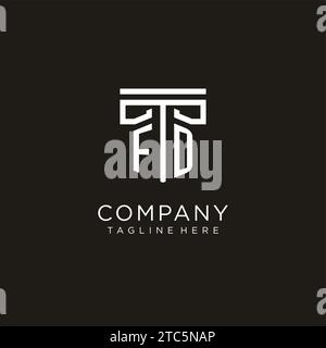 FD initial logo with geometric pillar style design, creative modern law firm logo design Stock Vector