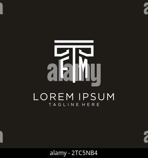 FM initial logo with geometric pillar style design, creative modern law firm logo design Stock Vector