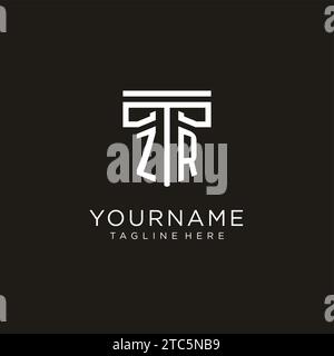 ZR initial logo with geometric pillar style design, creative modern law firm logo design Stock Vector