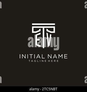 EV initial logo with geometric pillar style design, creative modern law firm logo design Stock Vector