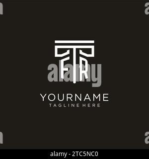 FR initial logo with geometric pillar style design, creative modern law firm logo design Stock Vector