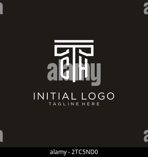 CH initial logo with geometric pillar style design, creative modern law firm logo design Stock Vector