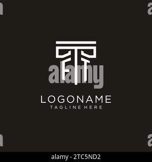 FT initial logo with geometric pillar style design, creative modern law firm logo design Stock Vector