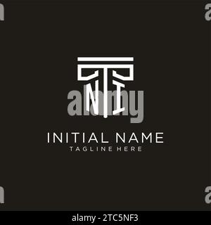 NI initial logo with geometric pillar style design, creative modern law firm logo design Stock Vector