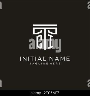 CI initial logo with geometric pillar style design, creative modern law firm logo design Stock Vector