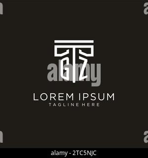 GZ initial logo with geometric pillar style design, creative modern law firm logo design Stock Vector