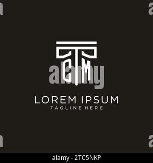 CM initial logo with geometric pillar style design, creative modern law firm logo design Stock Vector