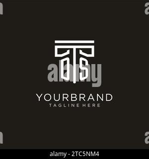 DS initial logo with geometric pillar style design, creative modern law firm logo design Stock Vector