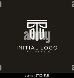 OU initial logo with geometric pillar style design, creative modern law firm logo design Stock Vector