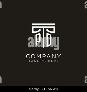 PD initial logo with geometric pillar style design, creative modern law firm logo design Stock Vector