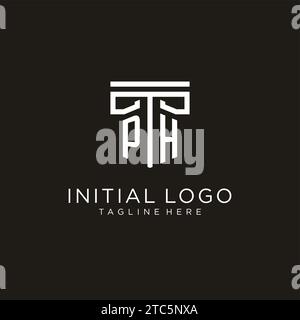 PH initial logo with geometric pillar style design, creative modern law firm logo design Stock Vector